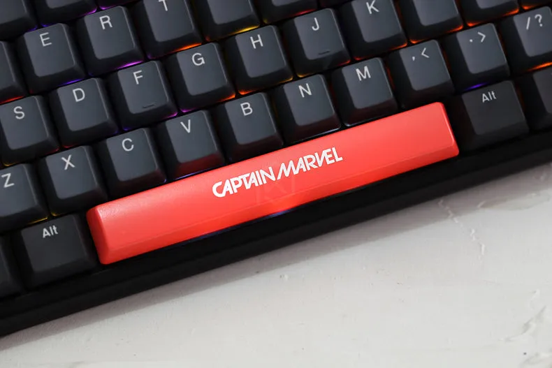 Novelty Shine Through Keycaps ABS Etched, Shine-Through Captain Marvel black red custom mechanical keyboard enter spacebar esc