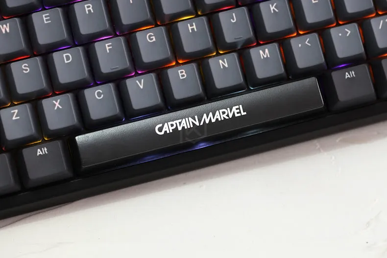 Novelty Shine Through Keycaps ABS Etched, Shine-Through Captain Marvel black red custom mechanical keyboard enter spacebar esc