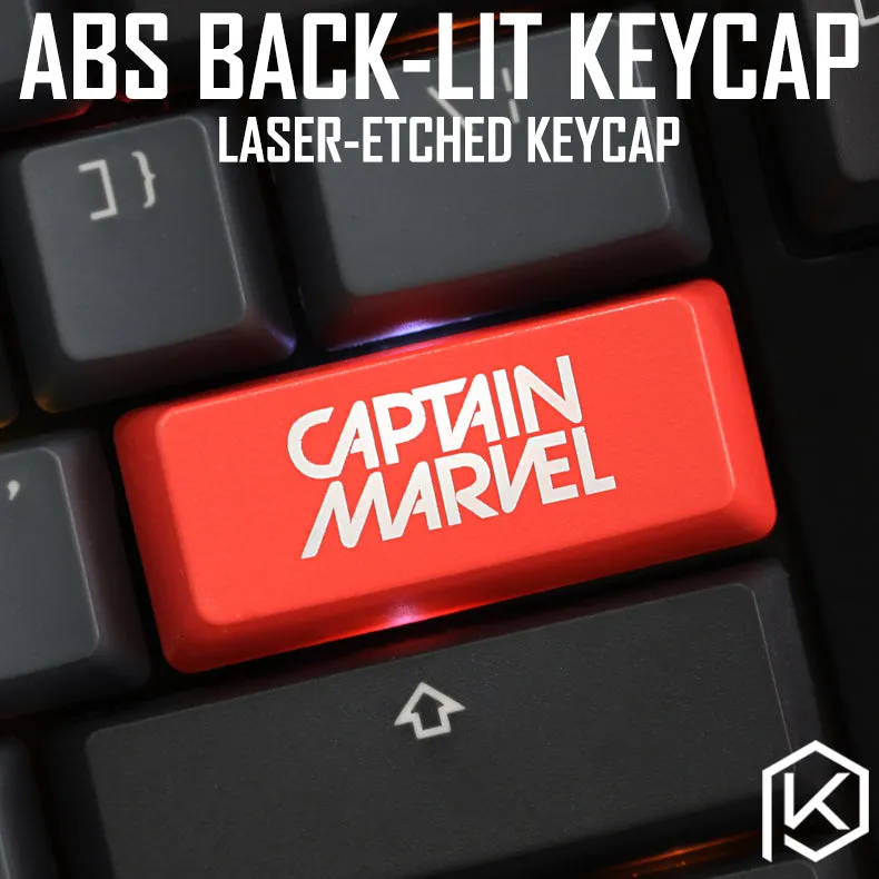 Novelty Shine Through Keycaps ABS Etched, Shine-Through Captain Marvel black red custom mechanical keyboard enter spacebar esc