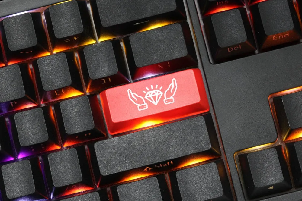 Novelty Shine Through Keycaps ABS Etched WSB concept stock black red for custom mechanical keyboard enter backspace esc