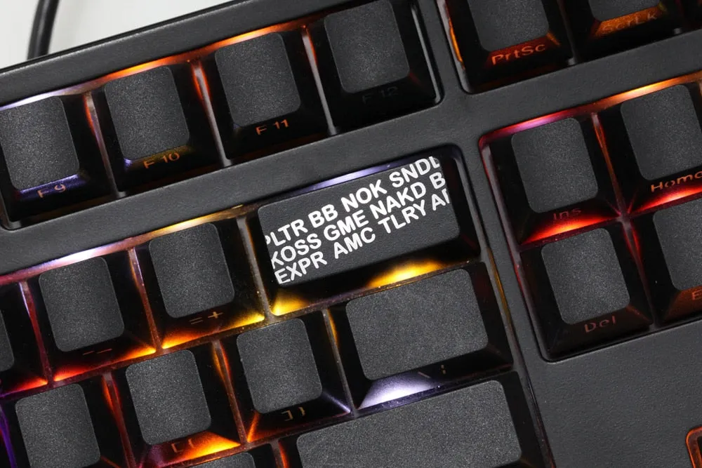 Novelty Shine Through Keycaps ABS Etched WSB concept stock black red for custom mechanical keyboard enter backspace esc