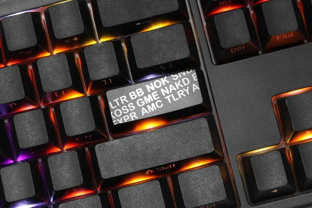 Novelty Shine Through Keycaps ABS Etched WSB concept stock black red for custom mechanical keyboard enter backspace esc