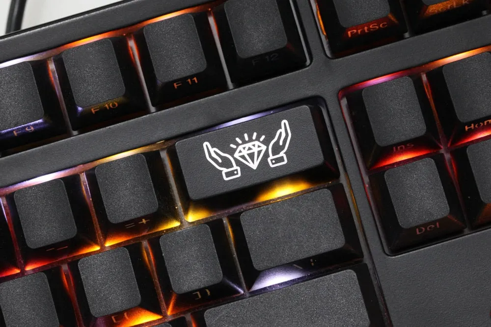 Novelty Shine Through Keycaps ABS Etched WSB concept stock black red for custom mechanical keyboard enter backspace esc