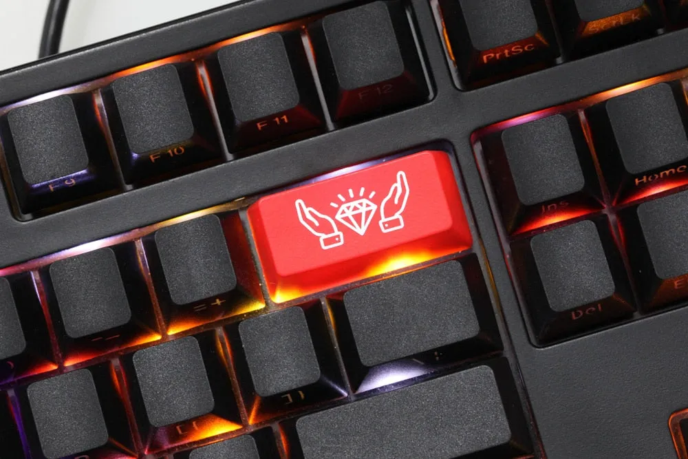 Novelty Shine Through Keycaps ABS Etched WSB concept stock black red for custom mechanical keyboard enter backspace esc