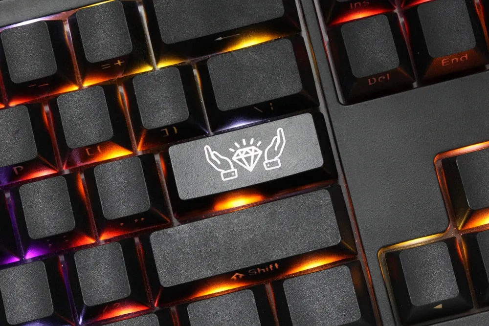 Novelty Shine Through Keycaps ABS Etched WSB concept stock black red for custom mechanical keyboard enter backspace esc