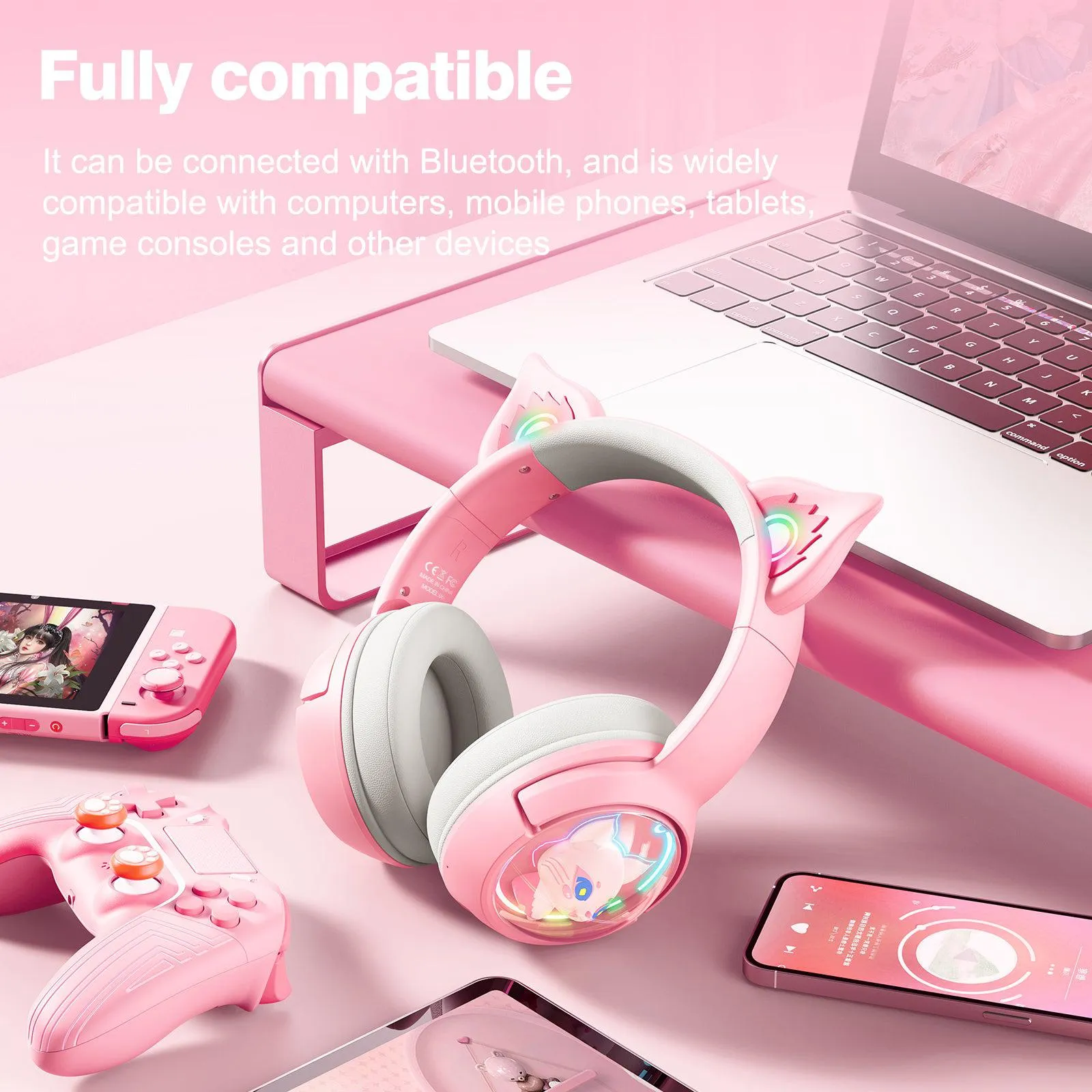 ONIKUMA B5 RGB Cat Ear Bluetooth Wireless Gaming Headset