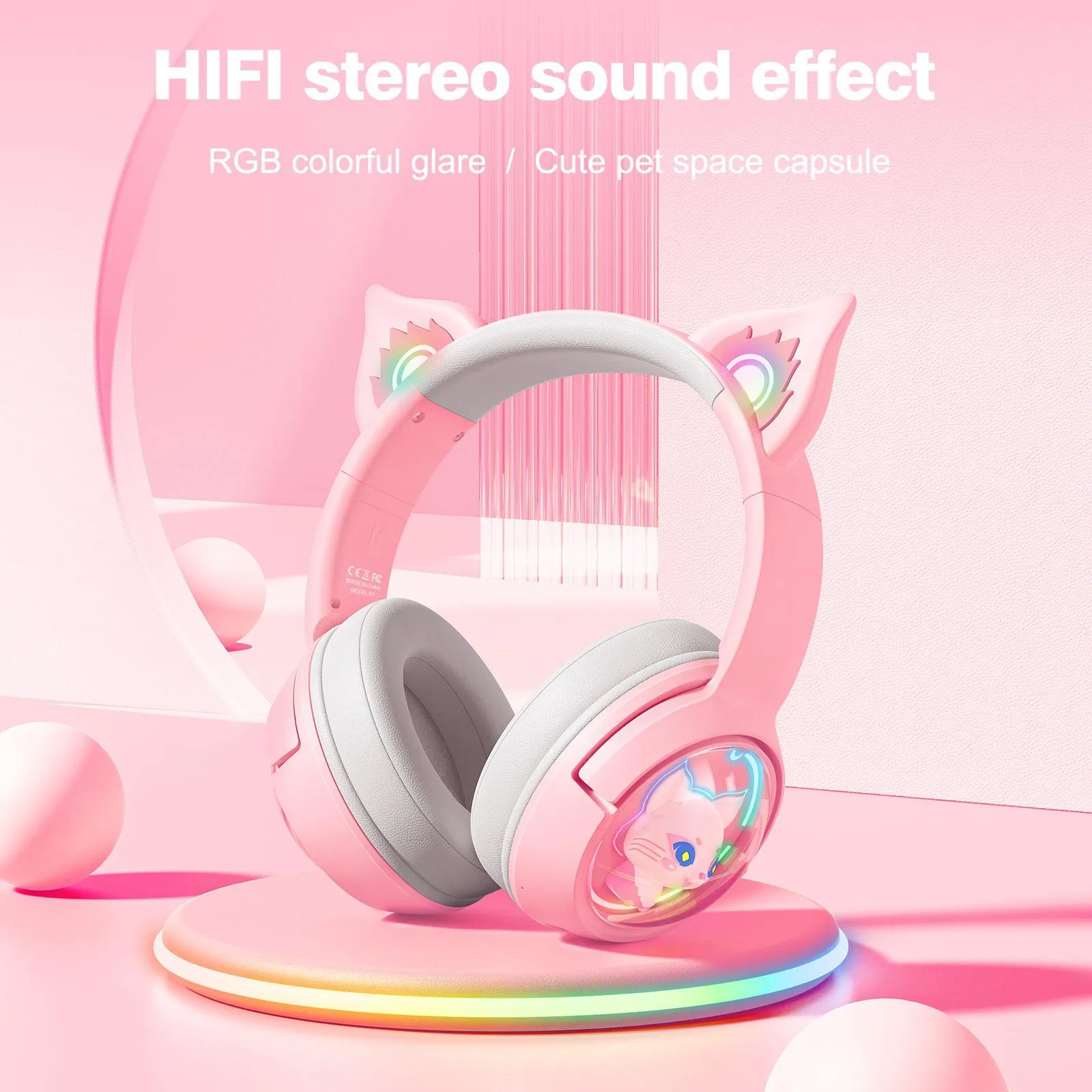 ONIKUMA B5 RGB Cat Ear Bluetooth Wireless Gaming Headset