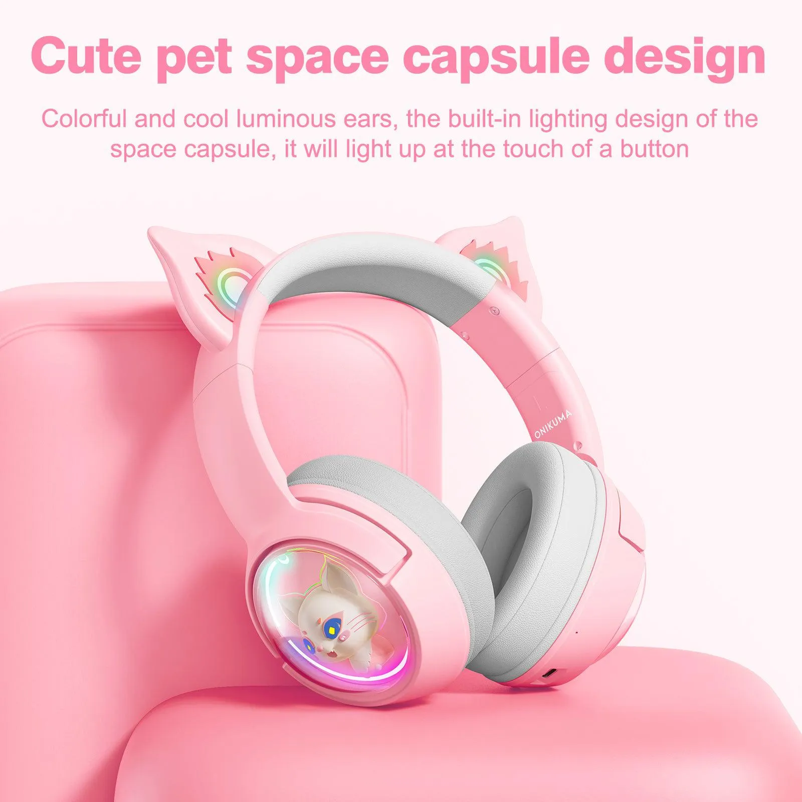 ONIKUMA B5 RGB Cat Ear Bluetooth Wireless Gaming Headset