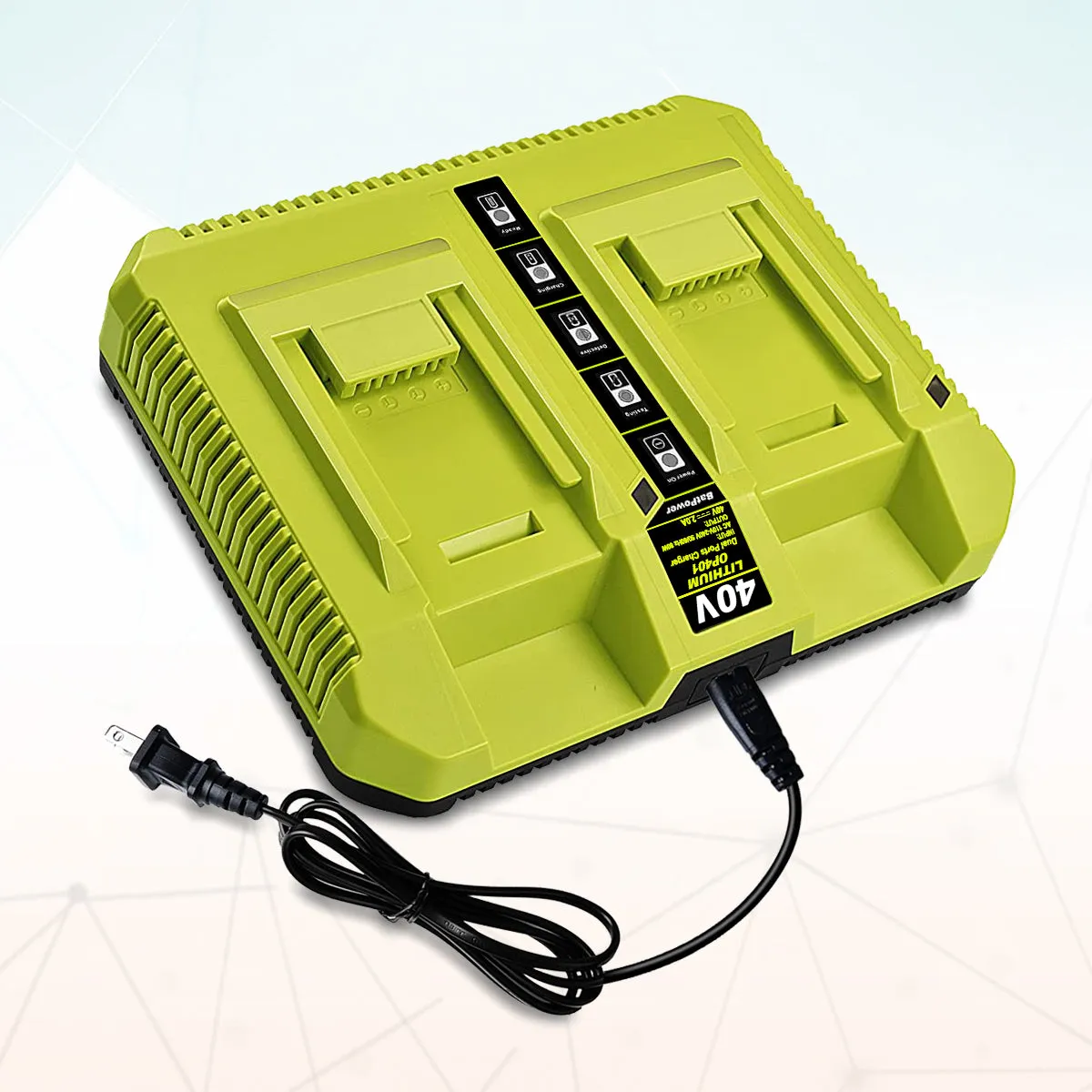 OP401 40V Dual Battery Rapid Charger for Ryobi 40V Rapid Charger OP401, Compatible with Ryobi 40V 6Ah 5Ah 4Ah 3Ah 2.5Ah 2Ah Lithium Dual Battery Fast Charger