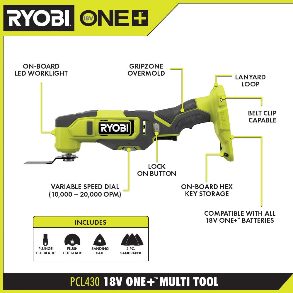 Open Box -  RYOBI ONE  18V Cordless Multi-Tool (Tool Only)