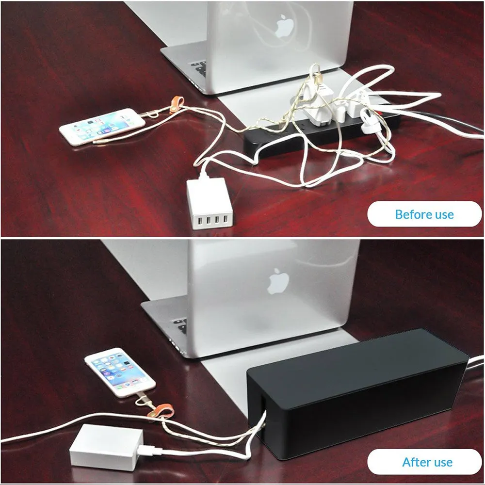 ORICO Tangle-Free Desk Cable Organizer Box with Lid Cover for Home Office Cord Management & Storage Solution | Power Strip Concealer | Desktop Computer Wire Box | ORICO-PB3218