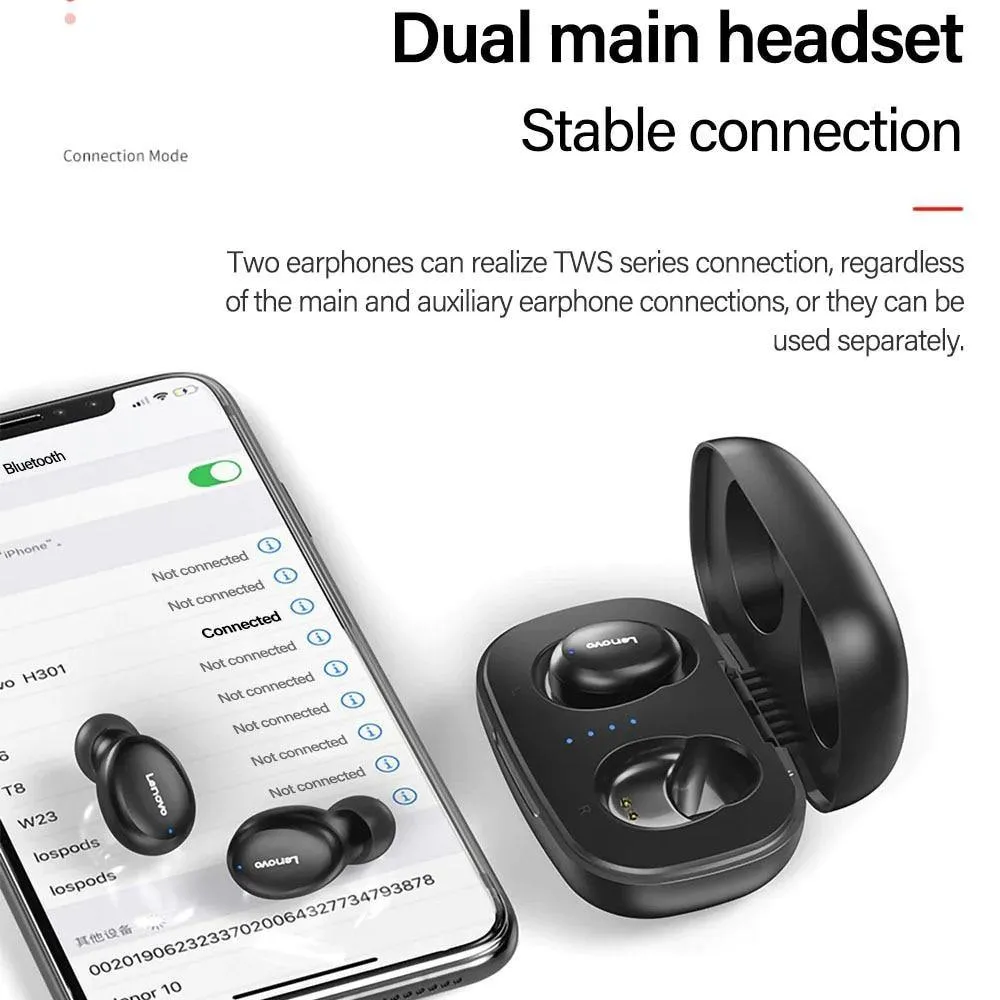 Original Lenovo Bluetooth Wireless Headset Earbuds Earphone H301, 5.0