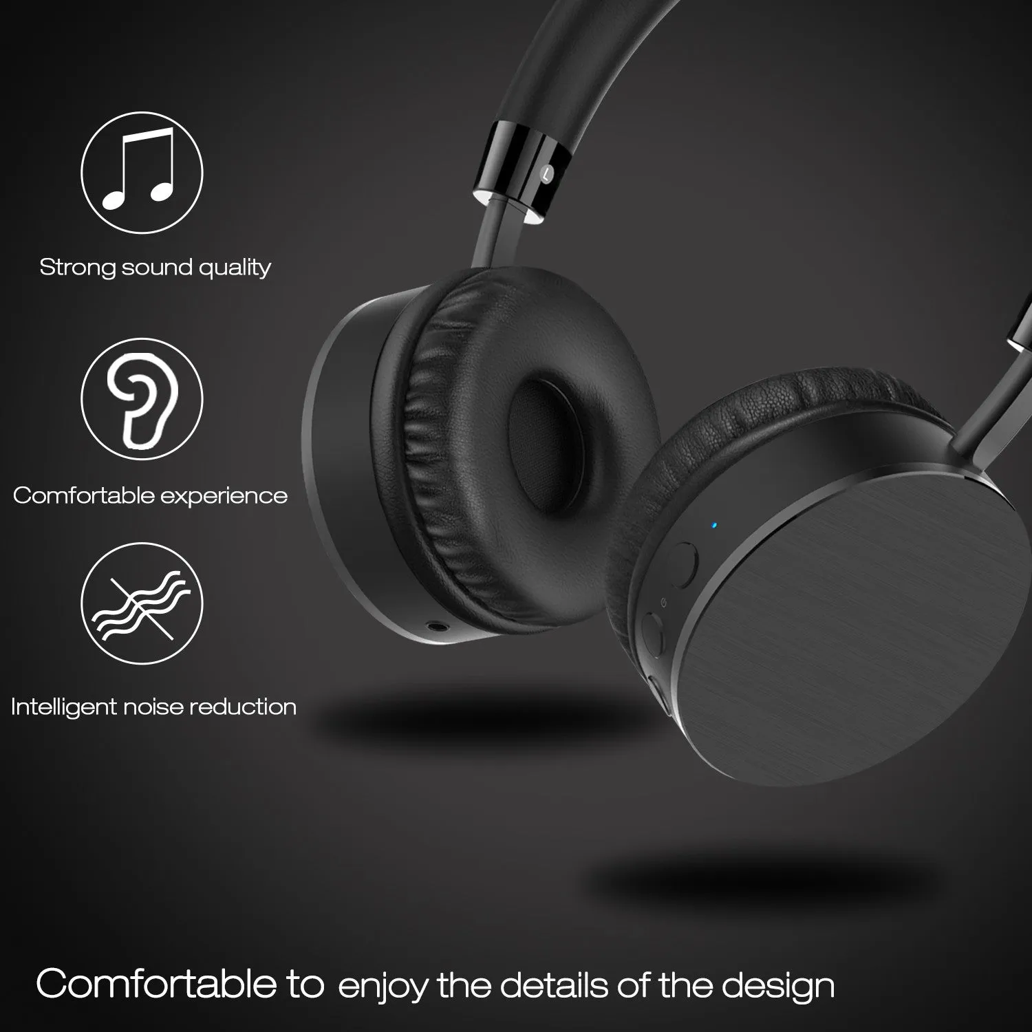 Otium Bluetooth Headsets, Wireless/Wired On Ear Stereo Bass Noise Cancelling Headphones with Aux Input Built-In Microphone