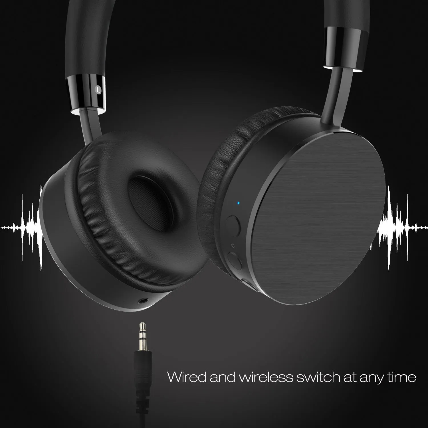 Otium Bluetooth Headsets, Wireless/Wired On Ear Stereo Bass Noise Cancelling Headphones with Aux Input Built-In Microphone