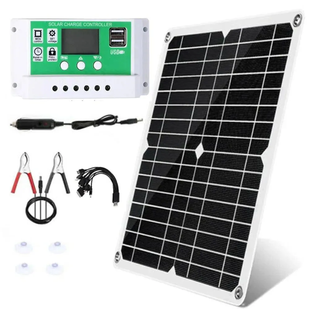 Outdoor Camping Power Bank Monocrystalline Solar Panel Kit Dual USB Phone Charger Waterproof with Solar Charge Controller 2022