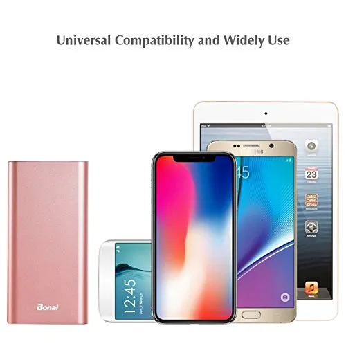 Portable Charger, BONAI 20000mAh Power Bank, 4-Port Output Aluminum Polymer Portable Battery Charger, 4.0A Max Input Compatible with iPhone 11 XR 8 7 6s Galaxy S20 S8 -Rose Gold