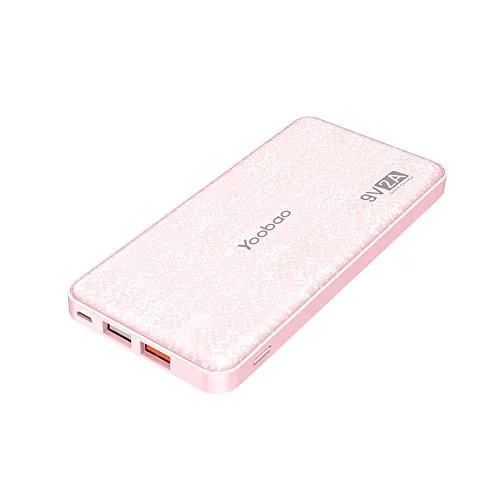 Portable Charger Qualcomm Quick Charge 3.0 Power Bank Yoobao Q12 12000mAh Huge Capacity Fast Charge Ultra Thin External Battery Pack for Samasung S9/S9  iPhoneX/8/8  Huawei Google LG and More (Pink)