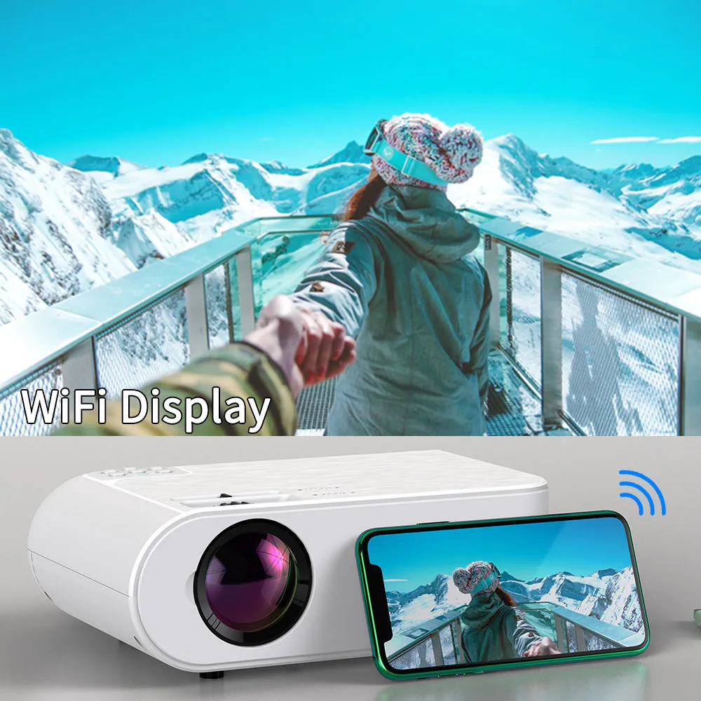 Portable Full HD 1080P Supported Movie Projector Compatible with Phone, HDMI, VGA, AV, USB, TF