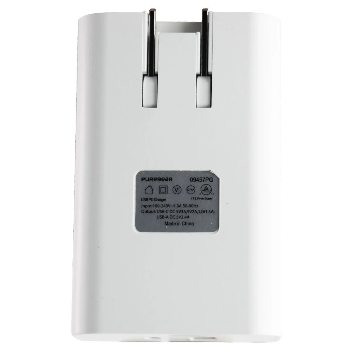 PureGear Dual Port USB-C/USB-A PD Wall Charger - White (09457PG)