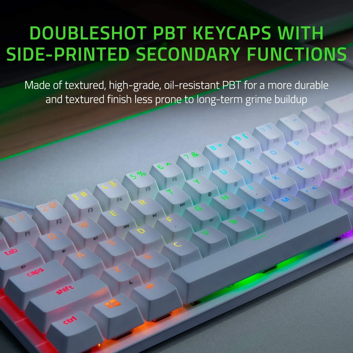 Razer Keyboard Huntsman Mini 60% Gaming Keyboard: Fastest Keyboard Switches Ever - Clicky Optical Switches - Chroma RGB Lighting - PBT Keycaps - Onboard Memory - (Mercury White)