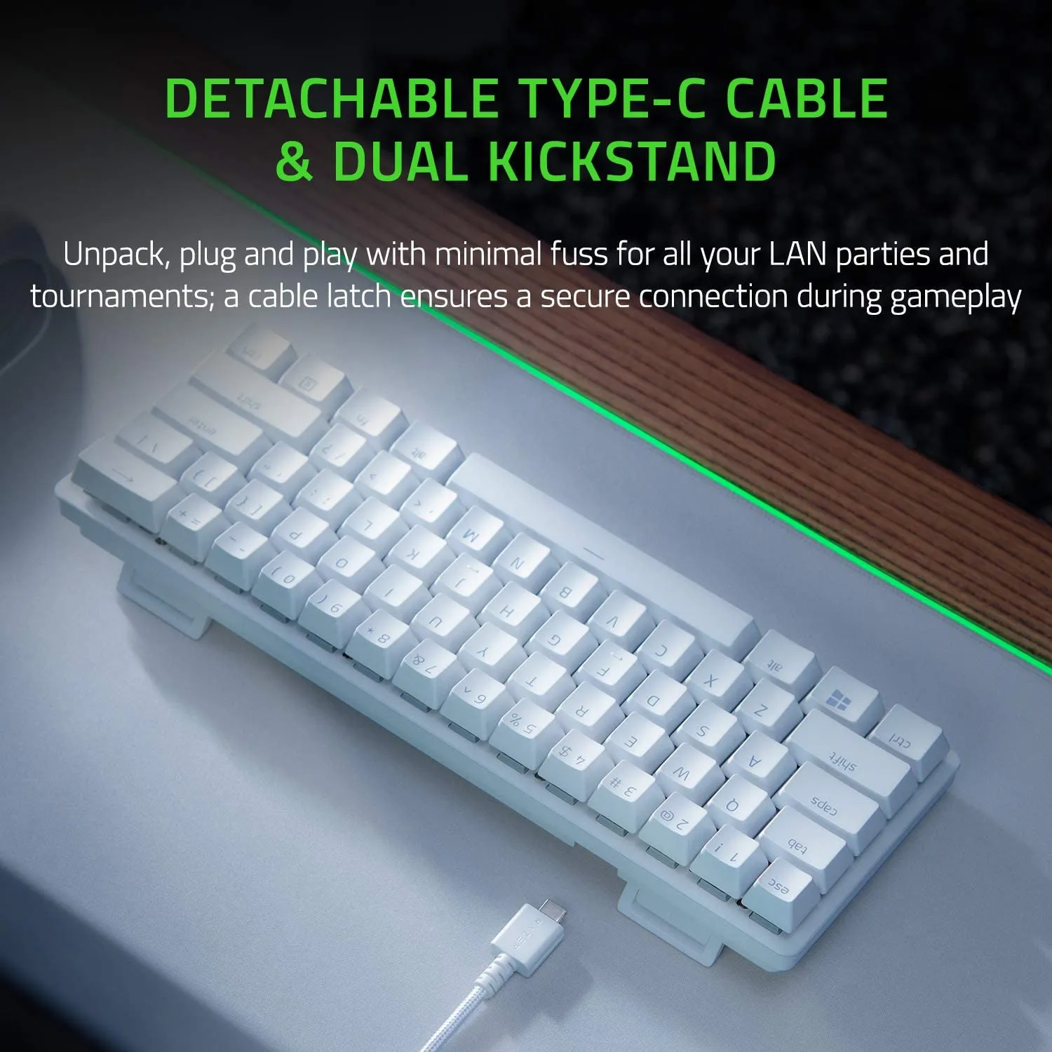 Razer Keyboard Huntsman Mini 60% Gaming Keyboard: Fastest Keyboard Switches Ever - Clicky Optical Switches - Chroma RGB Lighting - PBT Keycaps - Onboard Memory - (Mercury White)