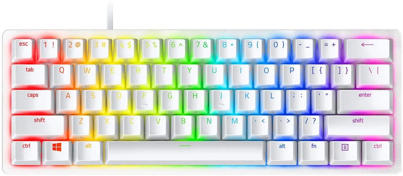 Razer Keyboard Huntsman Mini 60% Gaming Keyboard: Fastest Keyboard Switches Ever - Linear Optical Switches - Chroma RGB Lighting - PBT Keycaps - Onboard Memory - (Mercury White)