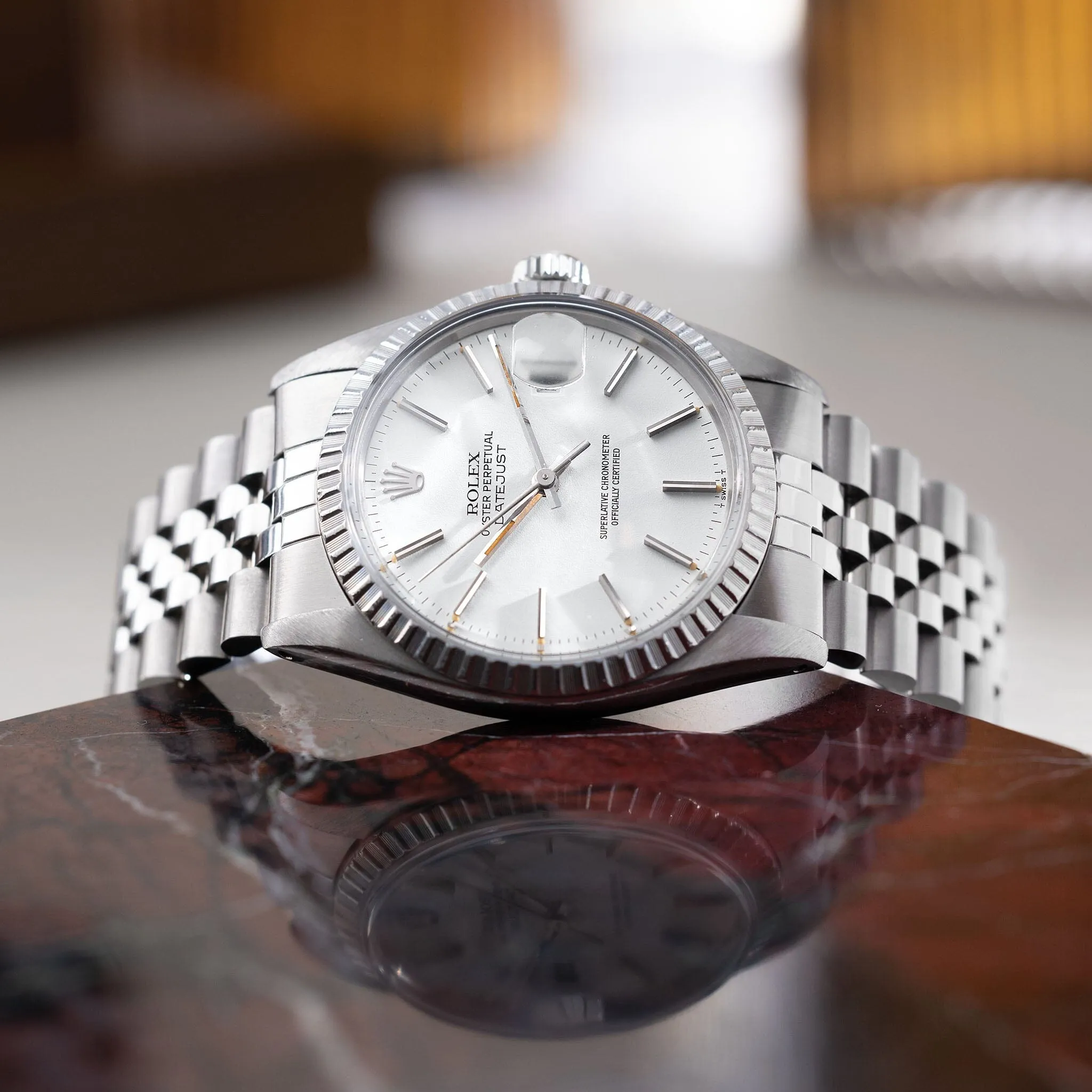 Rolex 16030 Datejust Polar White Dial Pumpkin Patina