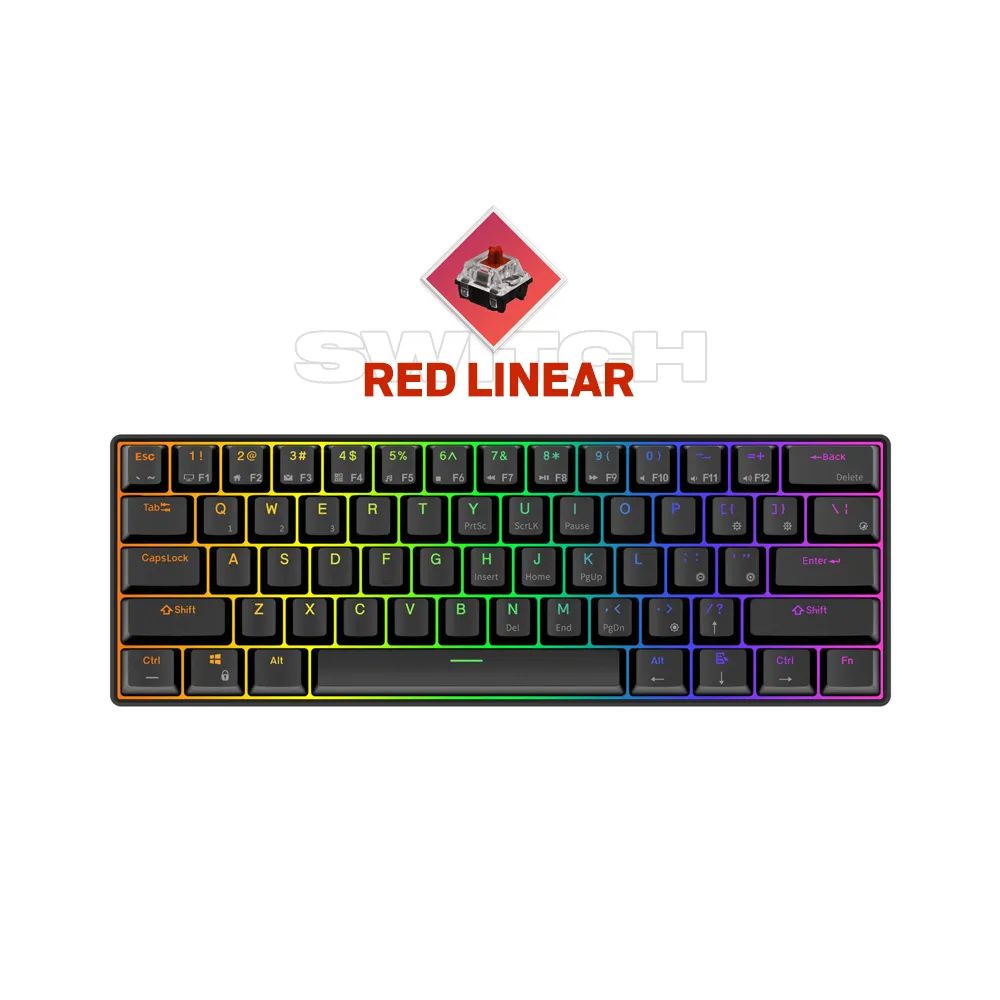 Royal Kludge Dual RK61 RGB 61 Keys Dual Mode Bluetooth 5.2 and Wired Mechanical Gaming Keyboard