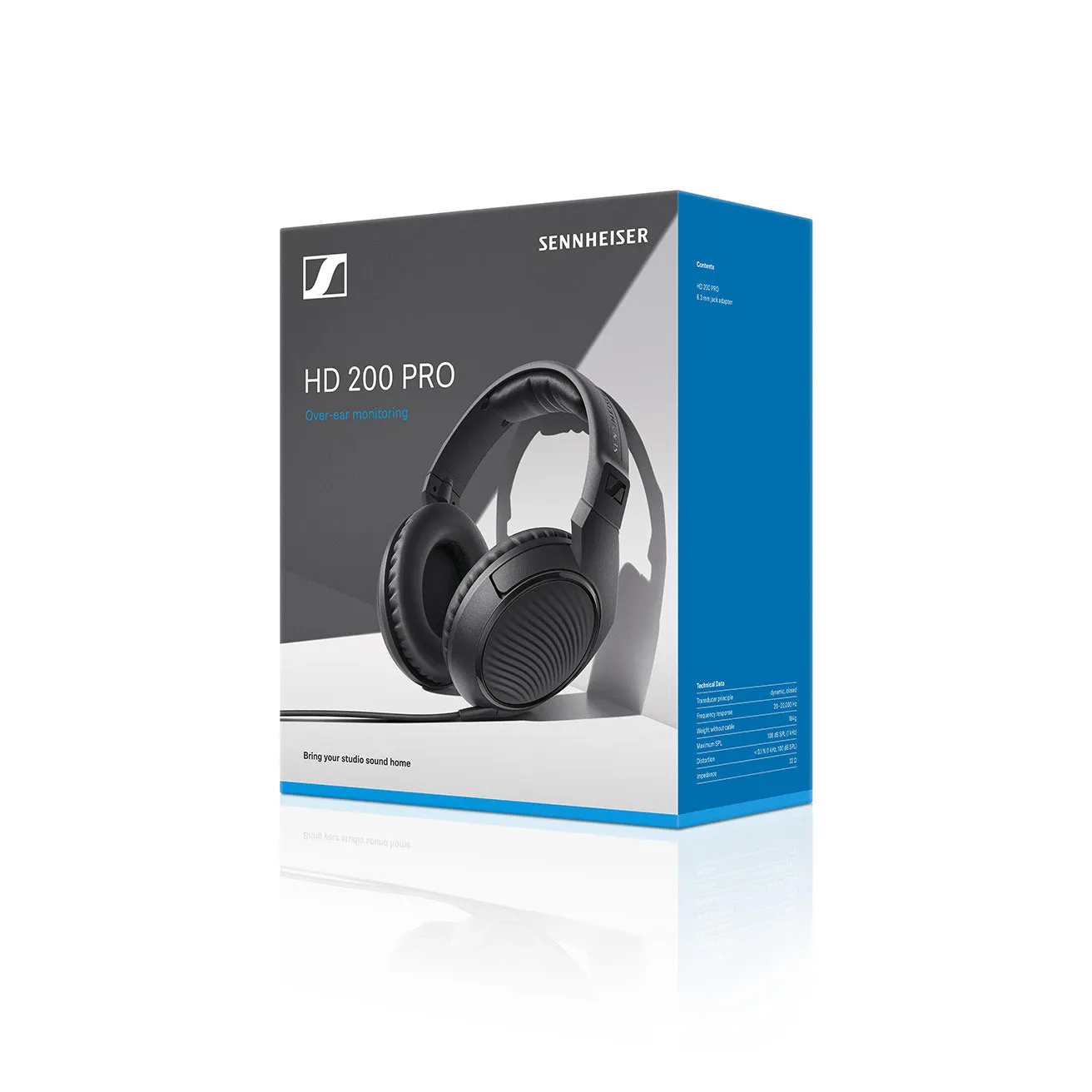 Sennheiser HD 200 PRO Dynamic Stereo Headphone, 32 Ohm, Closed, Over-ear, Coiled Cable 3 m