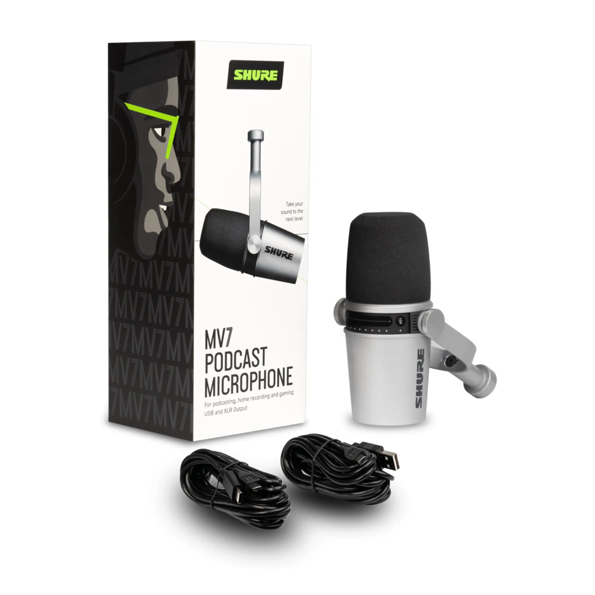 Shure MV7 Podcast Microphone (Silver)