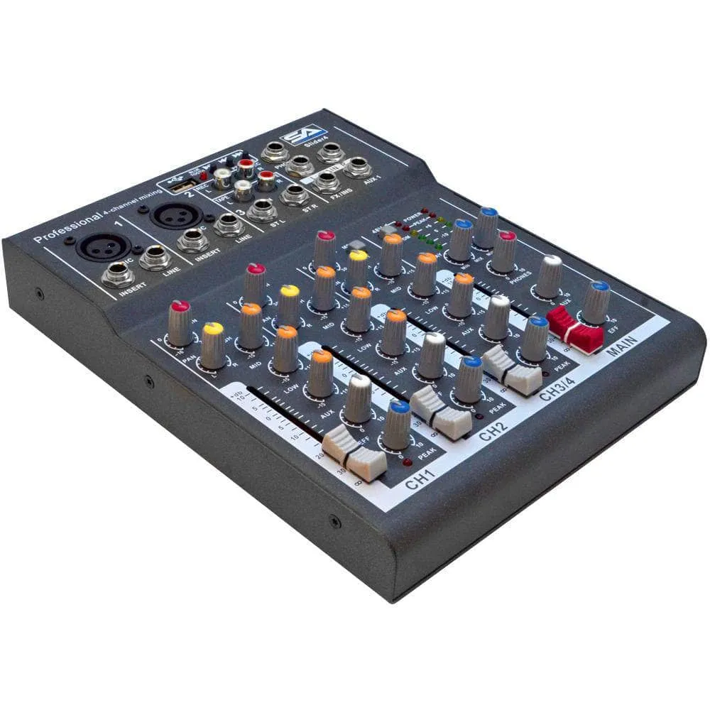 Slider4-BT- 4 Channel Mixer Console with USB and Bluetooth Streaming