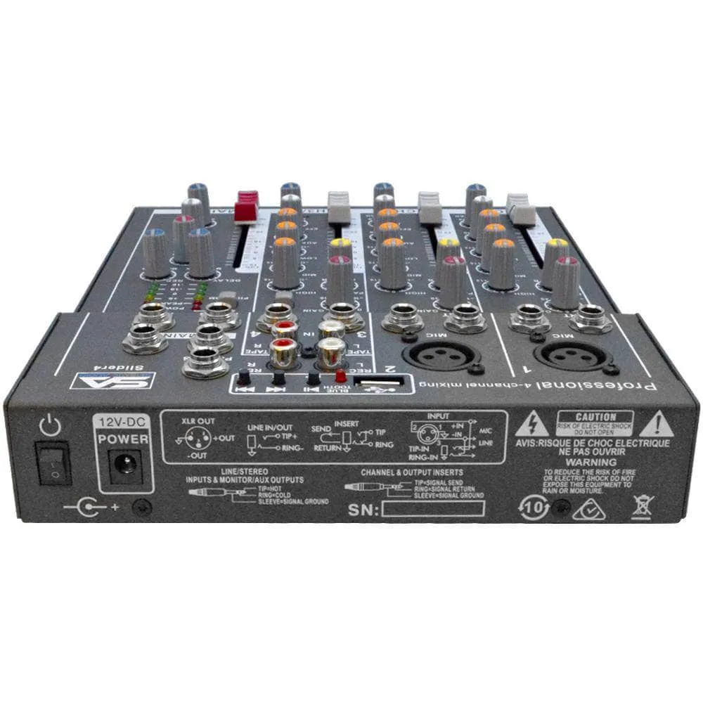 Slider4-BT- 4 Channel Mixer Console with USB and Bluetooth Streaming