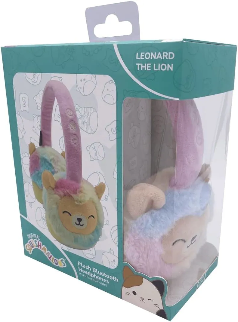 Squishmallows Plush Bluetooth Headphones with Microphone Leonard The Lion - HMSQM-BT-LEONARD