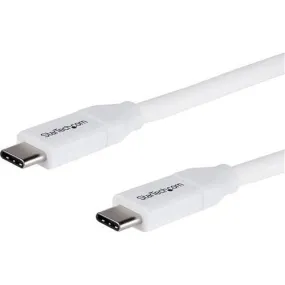 StarTech.com 2m 6 ft USB C to USB C Cable w/ 5A PD - M/M - White - USB 2.0 - USB-IF Certified - USB Type C Cable - USB C Charging Cable - USB C PD Cable - 2 m USB-C Data Transfer Cable for Notebook, MacBook Pro, MacBook, Power Bank - First End: 1 x 24-pin