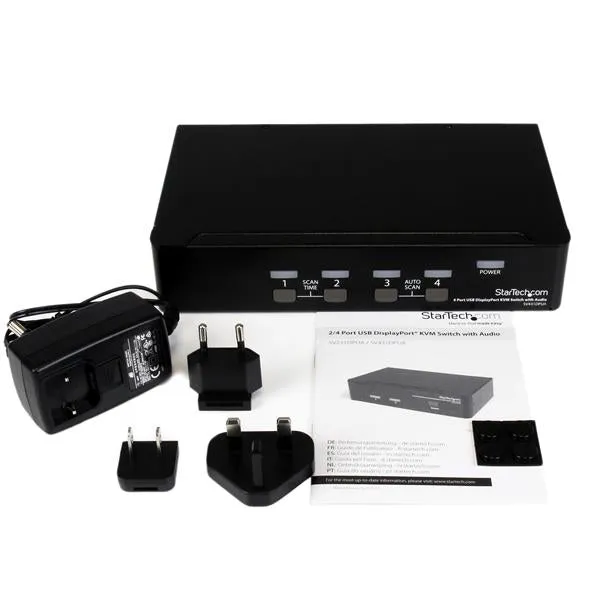 Startech.Com 4 Port Displayport Kvm Switch W/ Audio - Usb, Keyboard, Video, Mouse, Computer Switch Box For 2560X1600 Dp