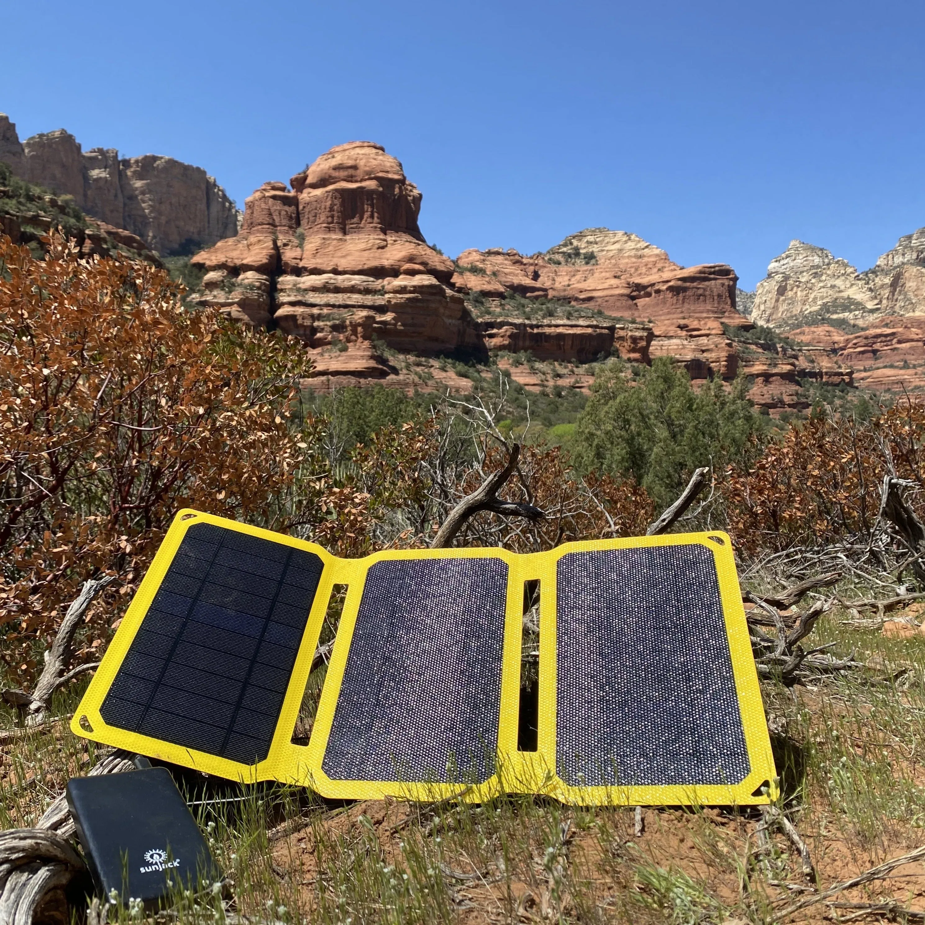 SunJack 25 Watt ETFE Foldable Portable Solar Panel Charger with Two 10000mAh Power Bank Batteries