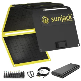 SunJack 60 Watt ETFE Foldable Portable Solar Panel Charger with Kickstands and 100W 25600mAh Power Bank