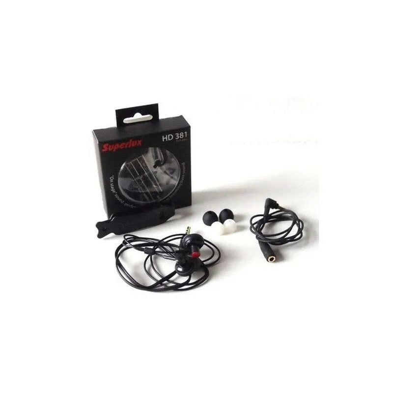 Superlux HD381 In-ear Monitor Headphones, 3.5mm plug, 0.6-meter Cable