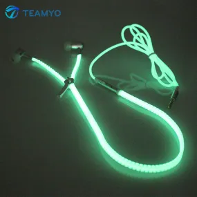 Teamyo 2017 New Sport Earphone Headset with Mic luminous earbuds Glow in the Dark Metal Headphones For iPhone Samsung MP3 Earpod