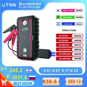 UTRAI 2000A Portable Car Jump Starter and Power Bank for Emergency Battery Boosting