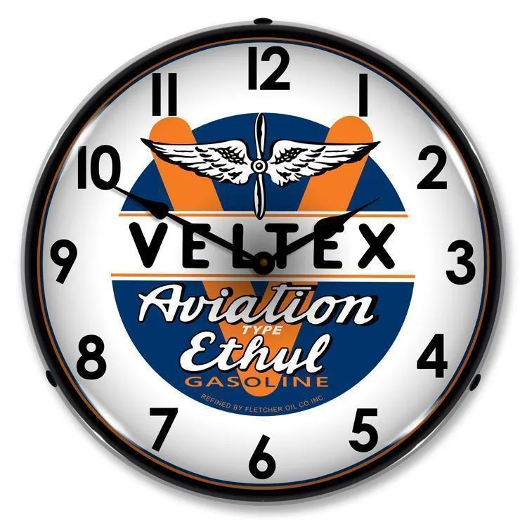 Veltex Aviation Gasoline Backlit LED Clock