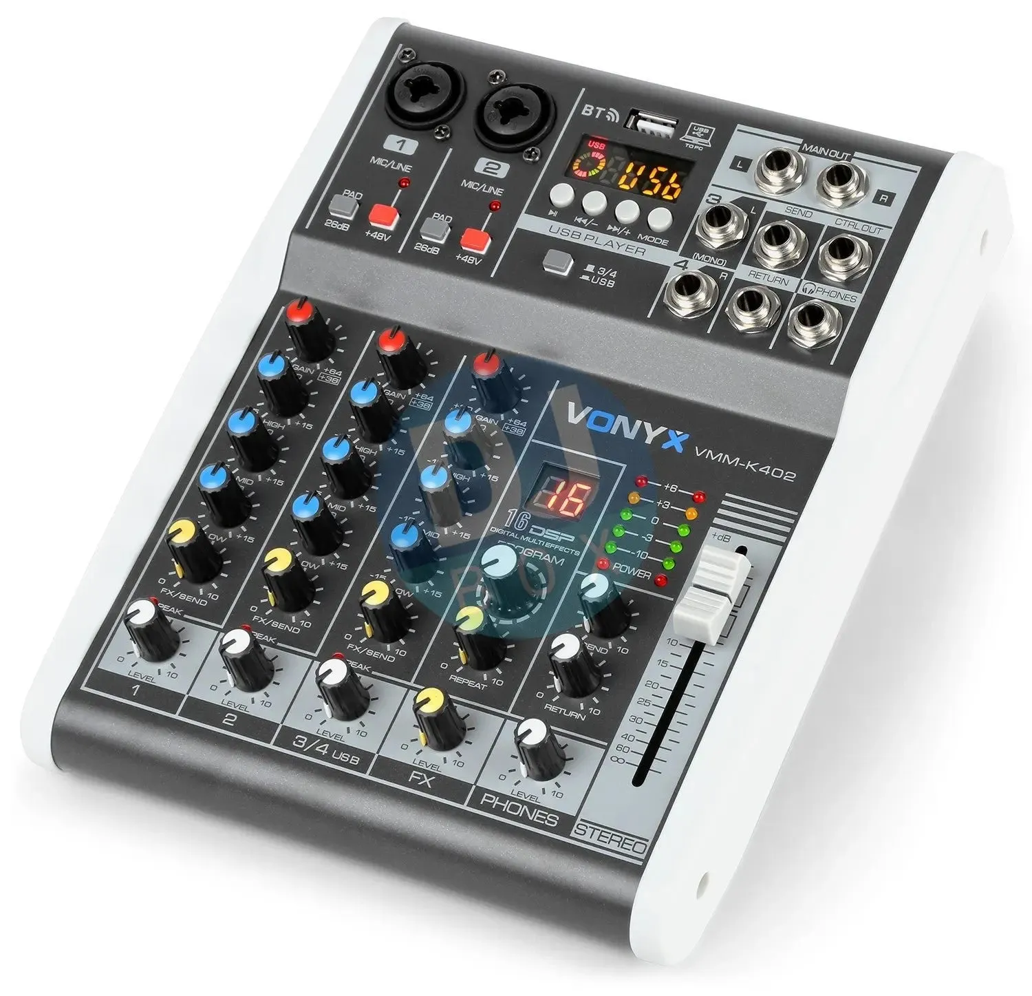 Vonyx VMM-K402 4-Channel Music Mixer Bluetooth USB