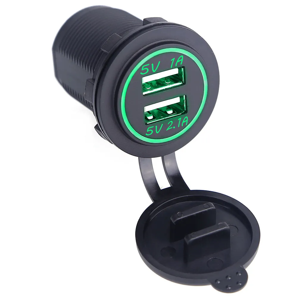 Waterproof Dual Usb Port Car Charger Adapter Dust-Proof 5V 2.1A/1A Universal Car Charger Socket for Citroen Honda Toyota