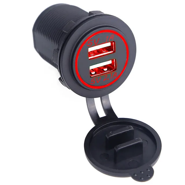 Waterproof Dual Usb Port Car Charger Adapter Dust-Proof 5V 2.1A/1A Universal Car Charger Socket for Citroen Honda Toyota