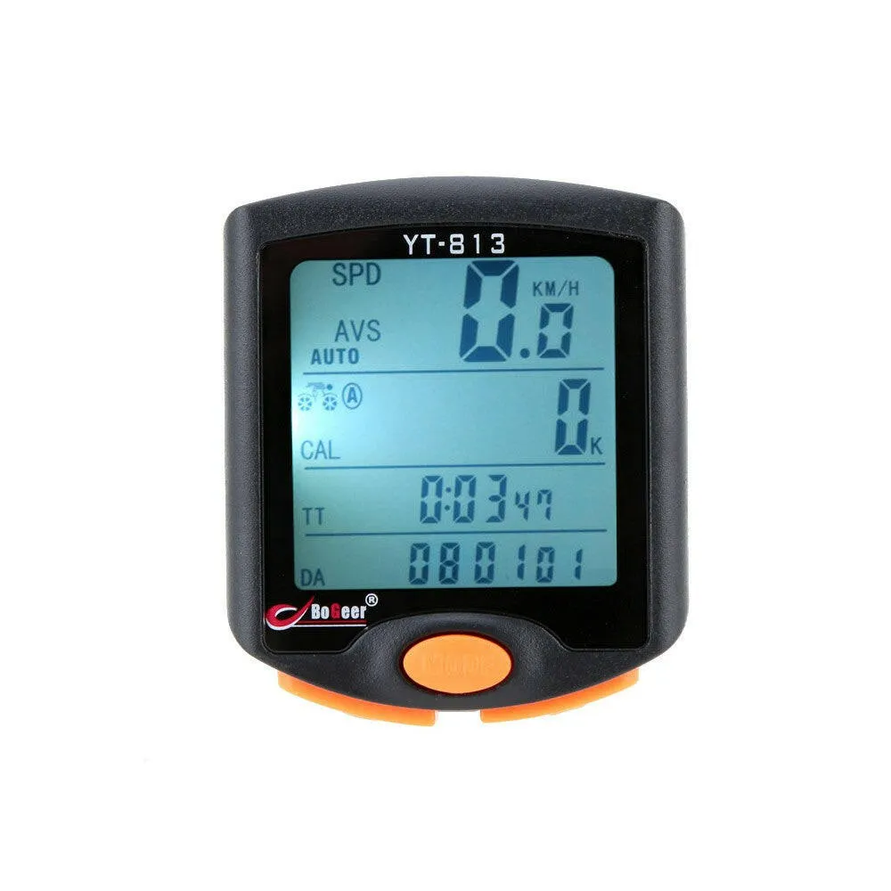 Wireless Bike Bicycle Cycling Digital Computer Odometer Speedometer Stopwatch Thermometer Night Light Backlight Backlit Rainproof Multifunction