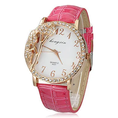 Women's Watch Fashion 3D Flower Pattern Dial