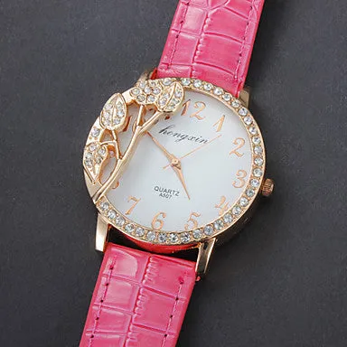 Women's Watch Fashion 3D Flower Pattern Dial