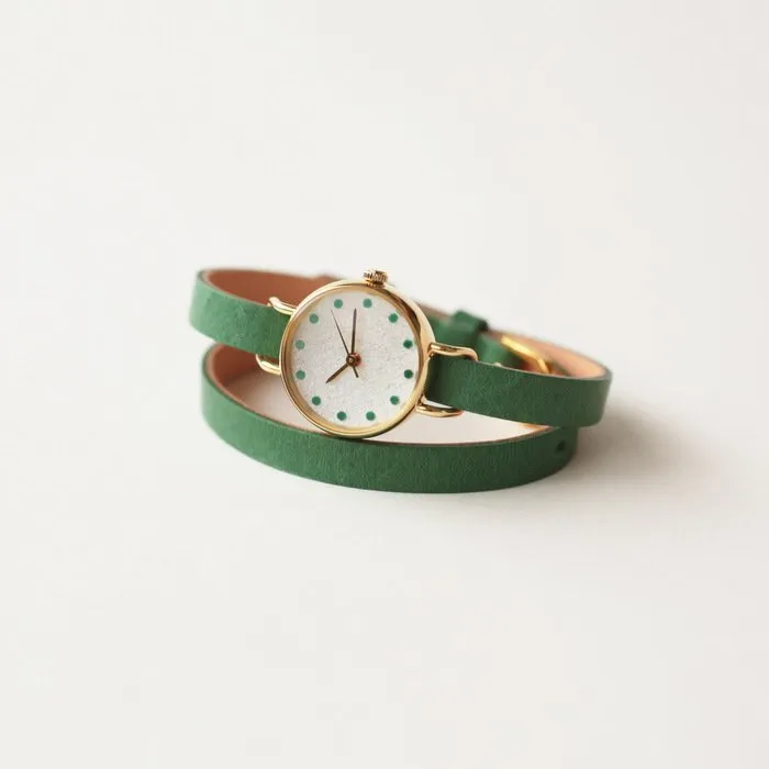 Women's Wristwatch - Verdigris Color, Japanese handmade wrist watch