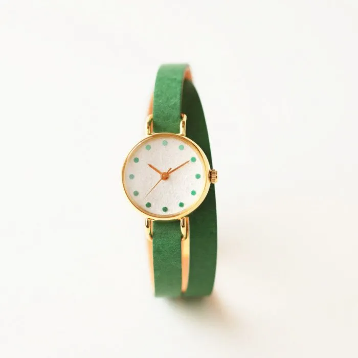 Women's Wristwatch - Verdigris Color, Japanese handmade wrist watch