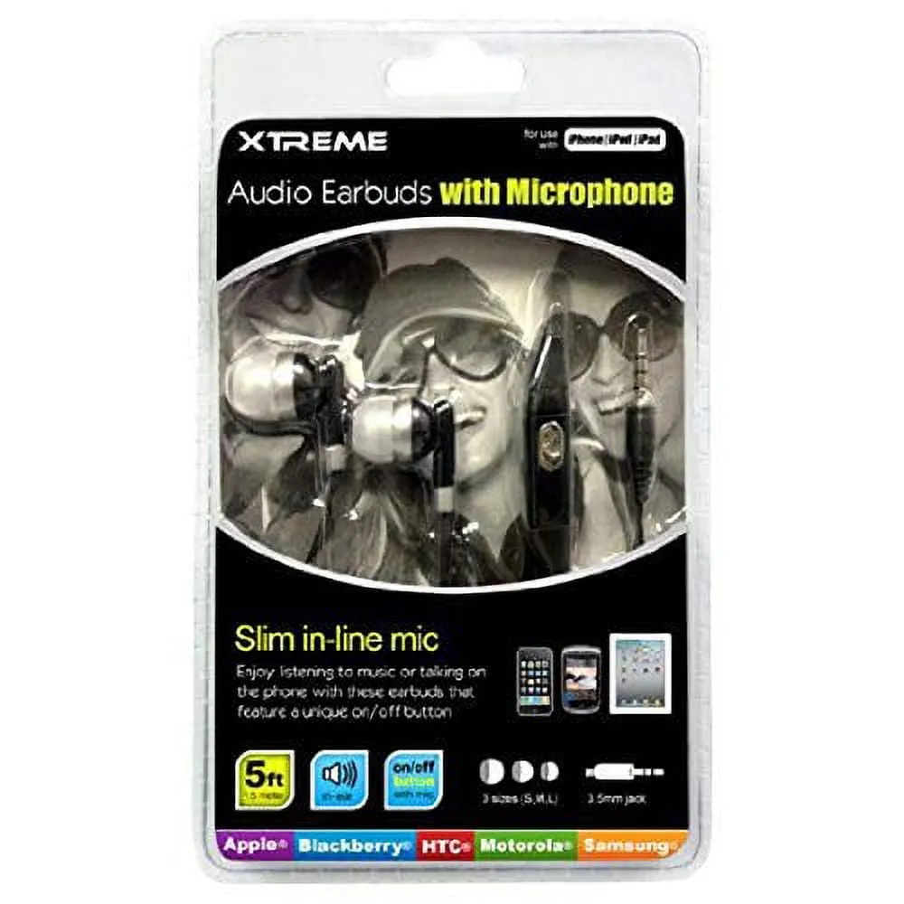 Xtreme Audio Earbuds with Microphone - Black